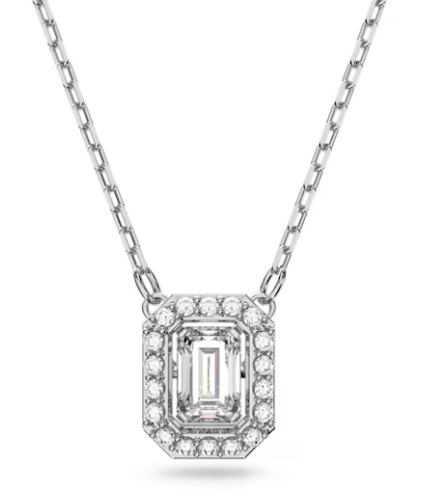 Collar Millenia Cristal Octagonal Blanco Halo Rodio