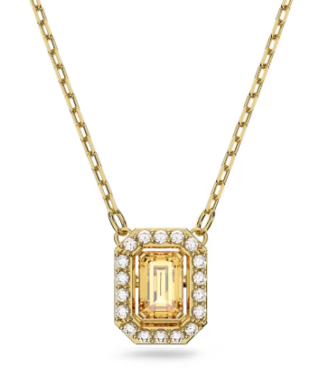 Collar Millenia Cristal Octagonal Champán Halo Dorado