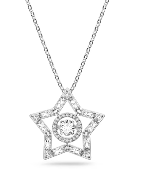 Collar Estrella Abierta Baguette Blanco Rodio