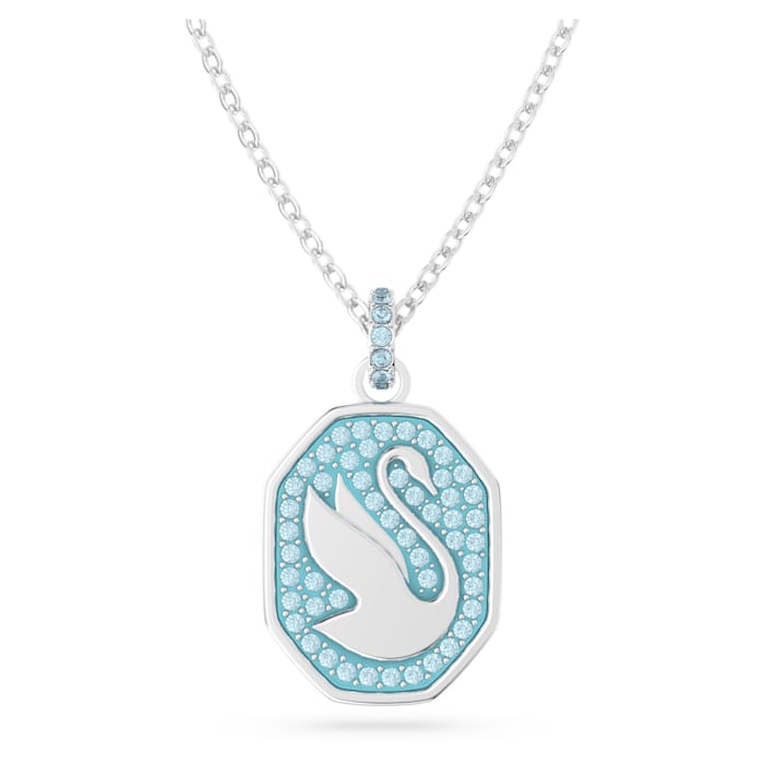 Collar Swan Octagonal Pavé Turquesa Rodio