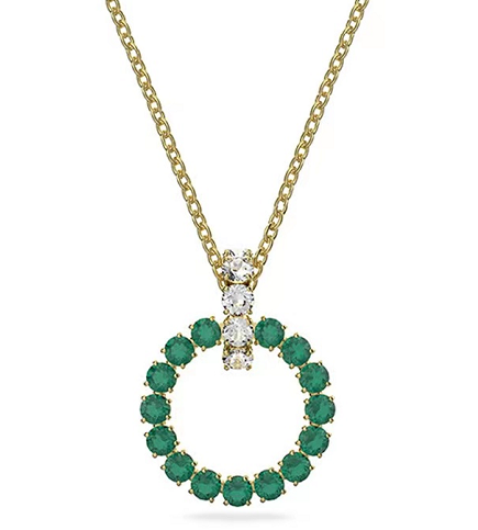 Collar Constella Círculo Abierto Verde Esmeralda Dorado