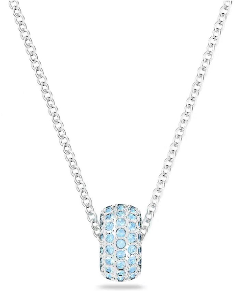 Collar Colgante Rondana Pavé Aqua Rodio