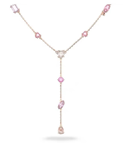 Collar Swarovski Lazo Cristales Rosa Multiforma