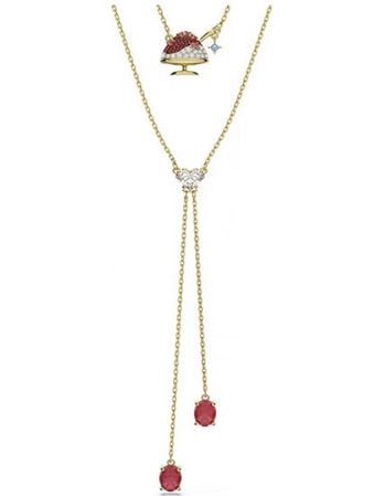 Collar Swarovski Lazo Pavé y Gotas Rojas