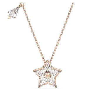 Collar Swarovski Estrella Geométrica Facetada Oro Rosa