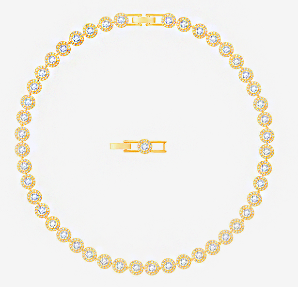 Collar Swarovski Tenis Halo Blanco Tono Dorado
