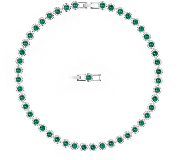 Collar Swarovski Tenis Halo Verde Esmeralda Rodio