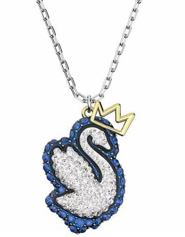 Collar Swarovski Cisne Blanco Contorno Azul Pequeño