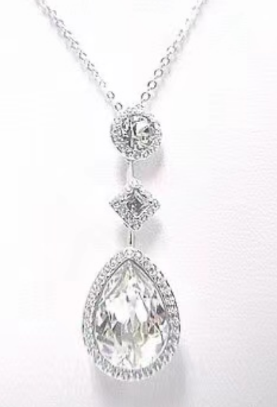 Collar Swarovski colgante escalonado cristales blancos pera