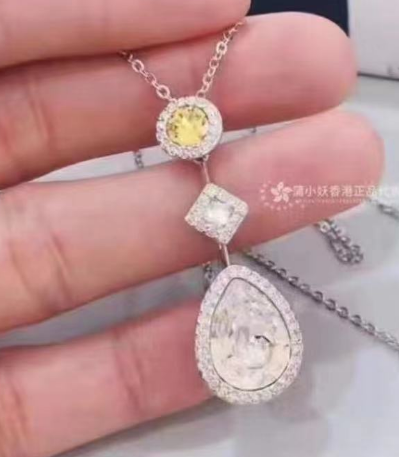 Collar Swarovski colgante escalonado cristal amarillo y blanco