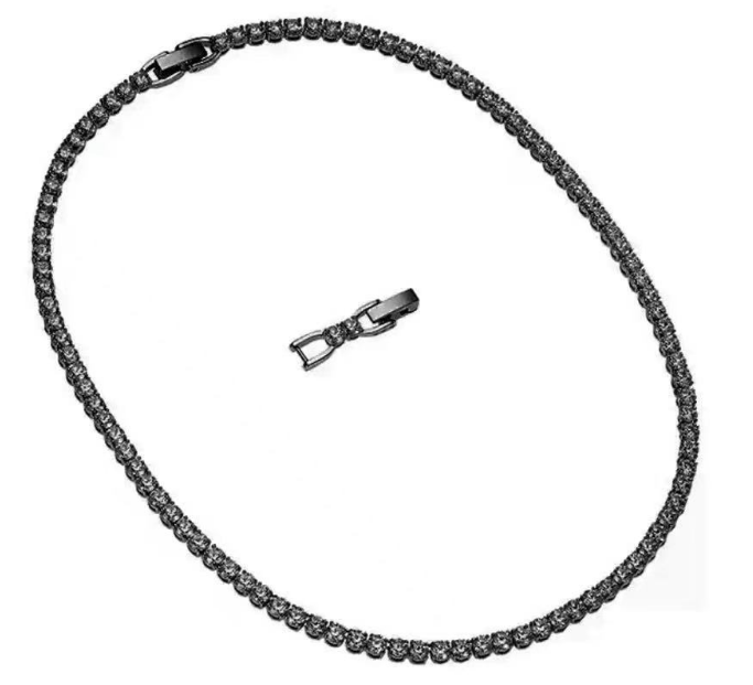 Collar Swarovski tenis cristales blancos tono negro