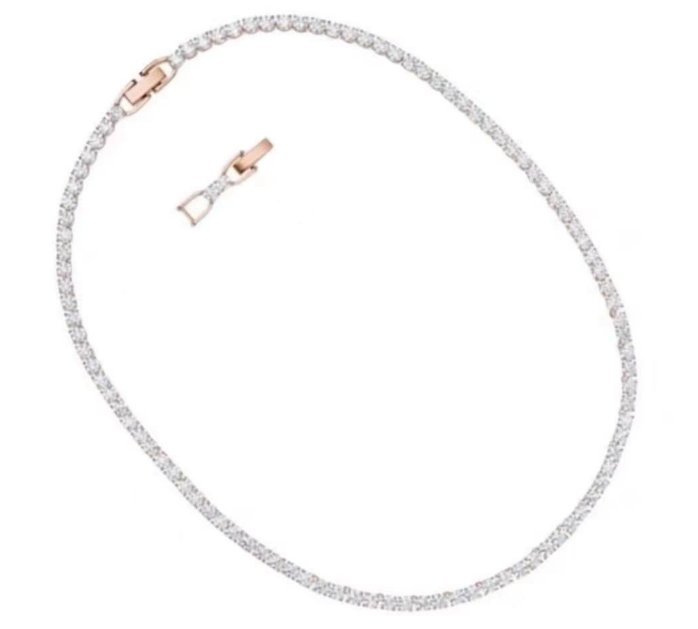 Collar Swarovski tenis cristales blancos tono oro rosa