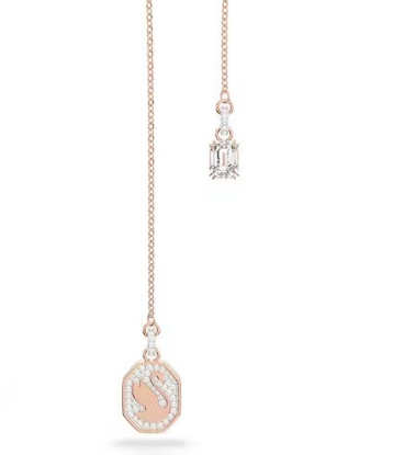 Collar Swarovski cisne pavé fondo rosa oro rosa