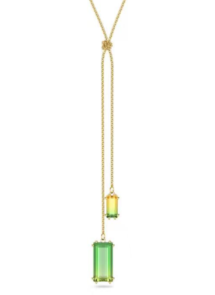 Collar Swarovski lazo cristales bicolor verde y amarillo