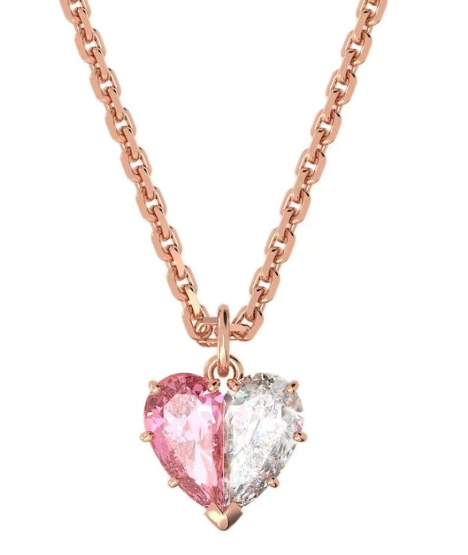 Collar Swarovski corazón pequeño bicolor rosa oro rosa