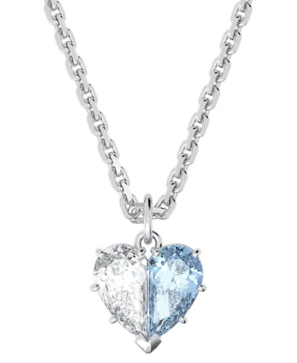 Collar Swarovski corazón pequeño bicolor azul y blanco