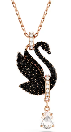 Collar Swarovski cisne pavé negro oro rosa