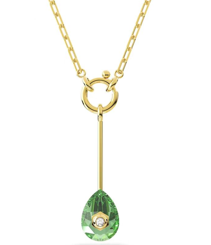 Collar Swarovski Gota Cristal Verde Oro