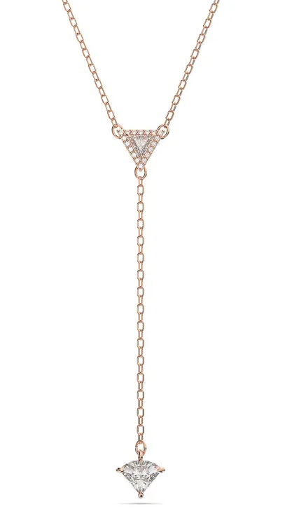 Collar Swarovski Triángulo Halo con Lazo Oro Rosa