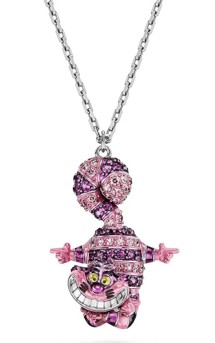 Collar Gato Sonriente Esmaltado Rosa y Morado