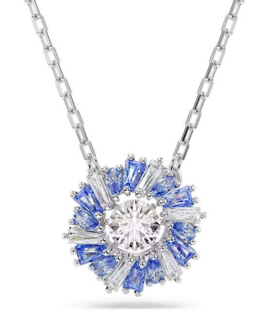 Collar Sol Rayos Cristal Azul y Transparente