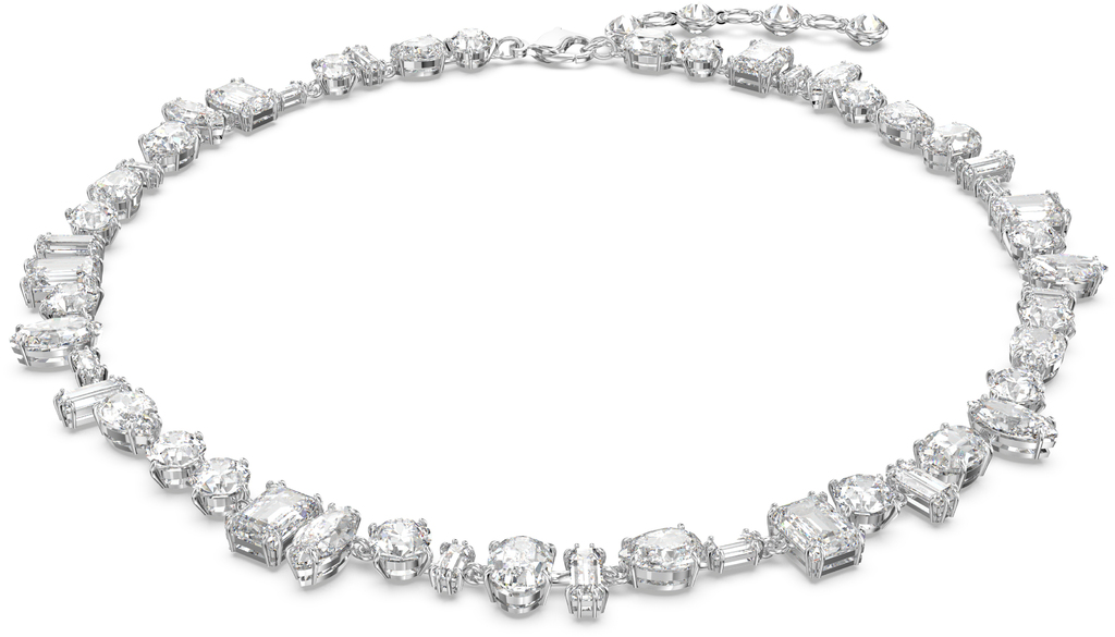 Collar Matrix Cristales Mixtos Transparentes Tono Platino