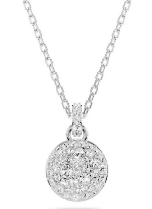 Collar Medallón Pavé Circular Tono Platino