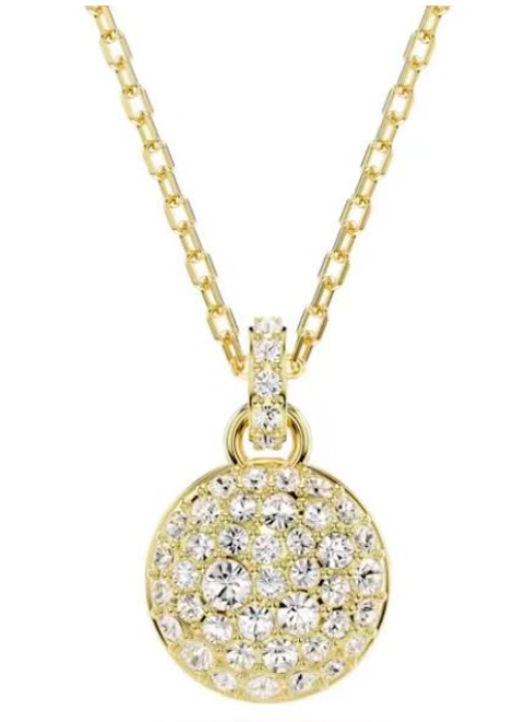 Collar Medallón Pavé Circular Tono Dorado