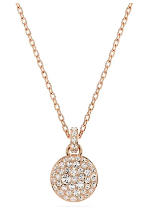 Collar Medallón Pavé Circular Oro Rosa