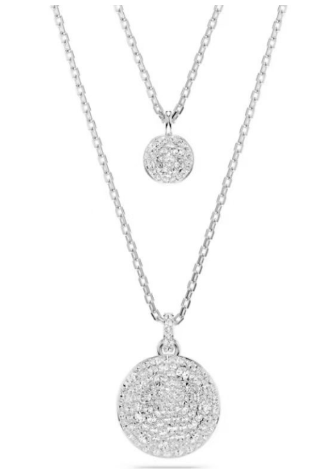 Collar doble capa medallones pavé rodio