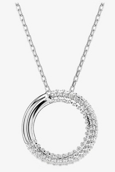 Collar colgante círculo abierto doble aro rodio
