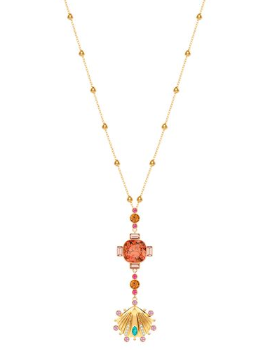 Collar colgante multicolor Gema abanico baño oro