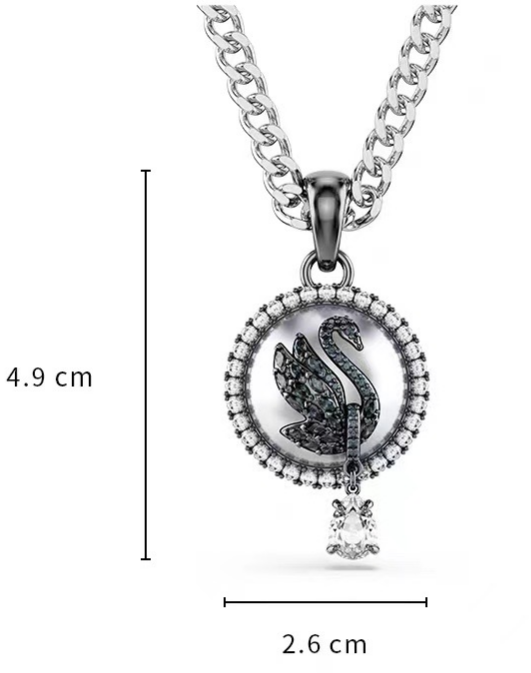 Collar cadena cubana medallón cisne rodio