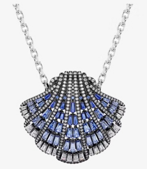 Collar Swarovski Concha Pavé Azul y Blanco