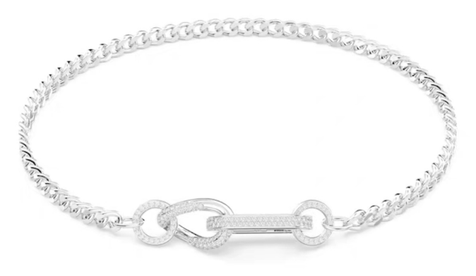 Collar Swarovski Cadena Barbada Cierre Pavé Rodio