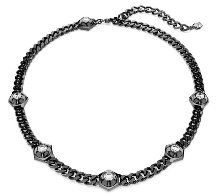 Collar Swarovski Dextera Cadena Hexágonos Cristal Negro