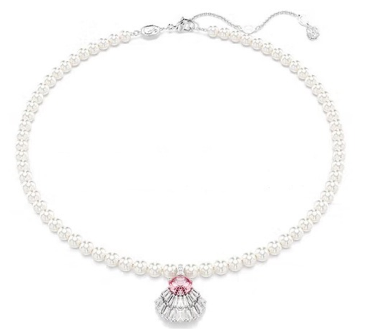 Collar Swarovski Perlas Colgante Concha Rosa y Blanco