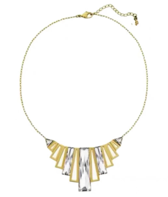 Collar Swarovski Abanico Art Decó Dorado y Blanco