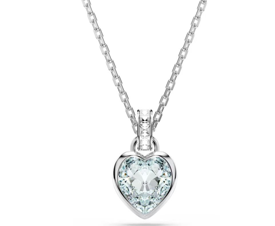 Collar Corazón Cristal Blanco Facetado