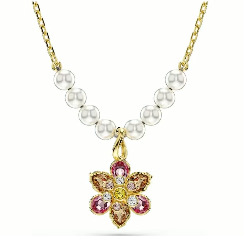 Collar Perlas Flor Multicolor Pastel