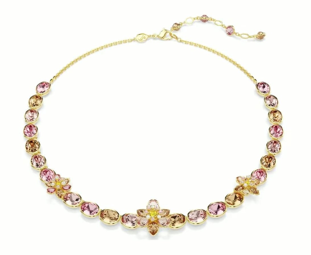 Collar Swarovski Gema Óvalos Rosa y Champán