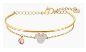 Brazalete Swarovski Mickey Mouse Rígido Dorado