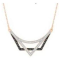 Collar Swarovski Doble Triángulo Bicolor Negro y Blanco