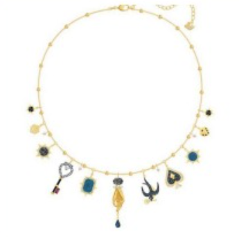 Collar Dijes Eclécticos Llave Corazón y Pájaro