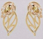 Aretes Swarovski Hoja Cristal Champán Dorado