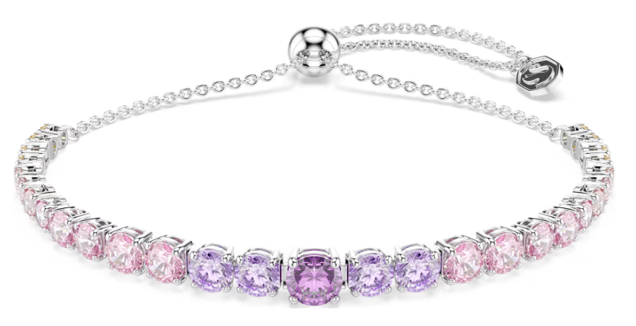 Brazalete Swarovski Tenis Cristal Rosa y Lila