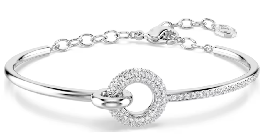 Brazalete Swarovski aro pavé plateado y cadena