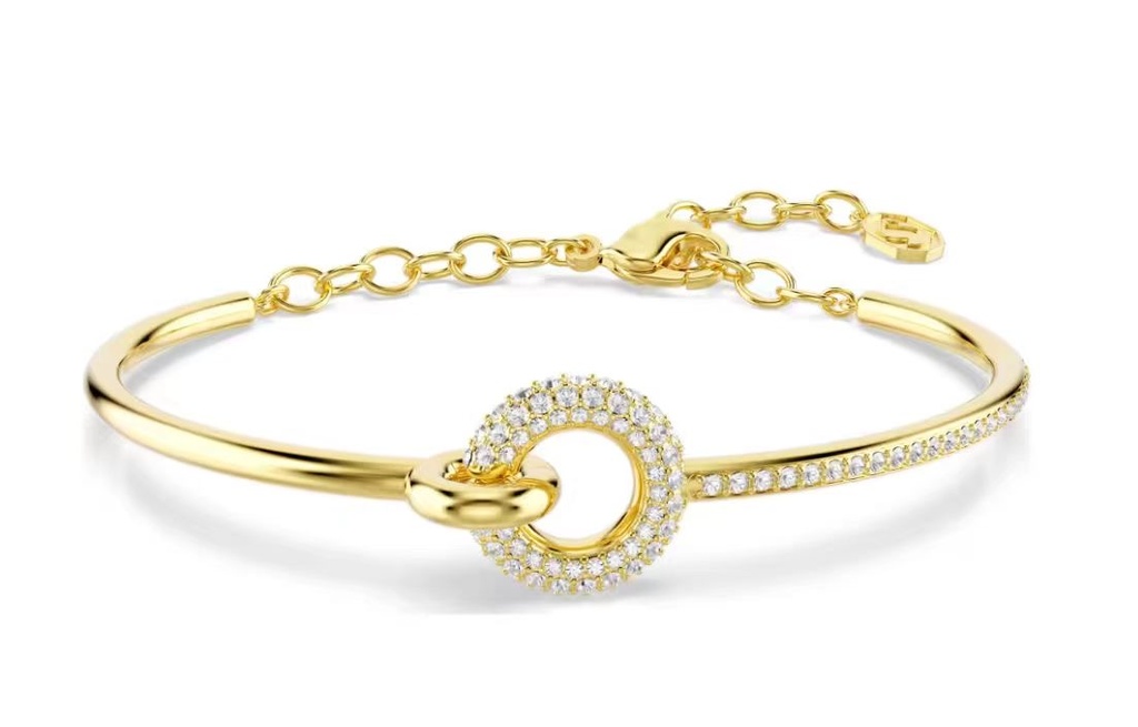 Brazalete Swarovski aro pavé dorado y cadena