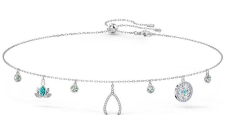 Gargantilla Dijes Loto y Medallón Cristal Verde
