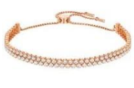 Brazalete Tenis Doble Fila Cristal Blanco Oro Rosa